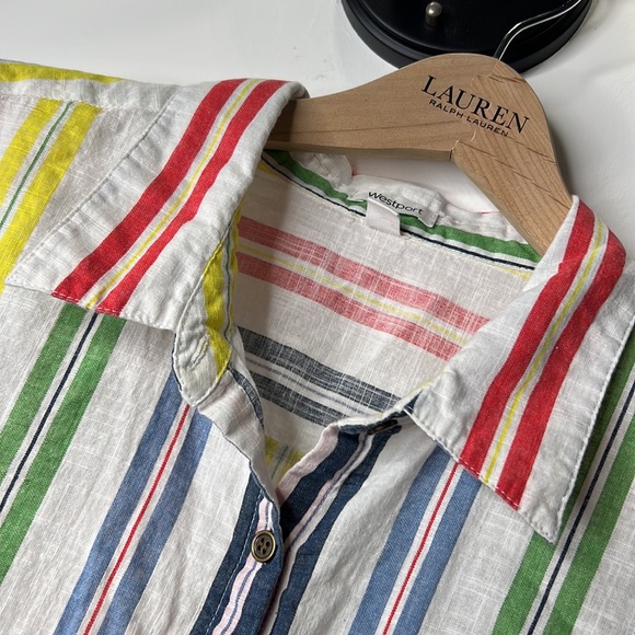 42• Westport Stripes Pocket Button Down Cotton Multi-color Women XL - Picture 9 of 9